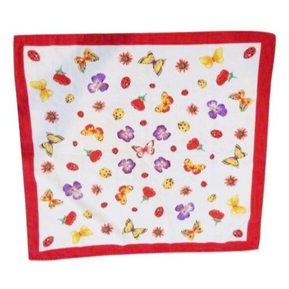 Vintage Moda Italiana Scarf With Butterfly Floral Print Hair Accessory - Picture 1 of 5